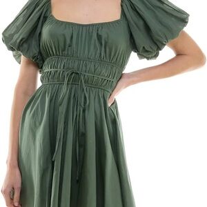 B Darlin Olive Puff Sleeve Mini Dress